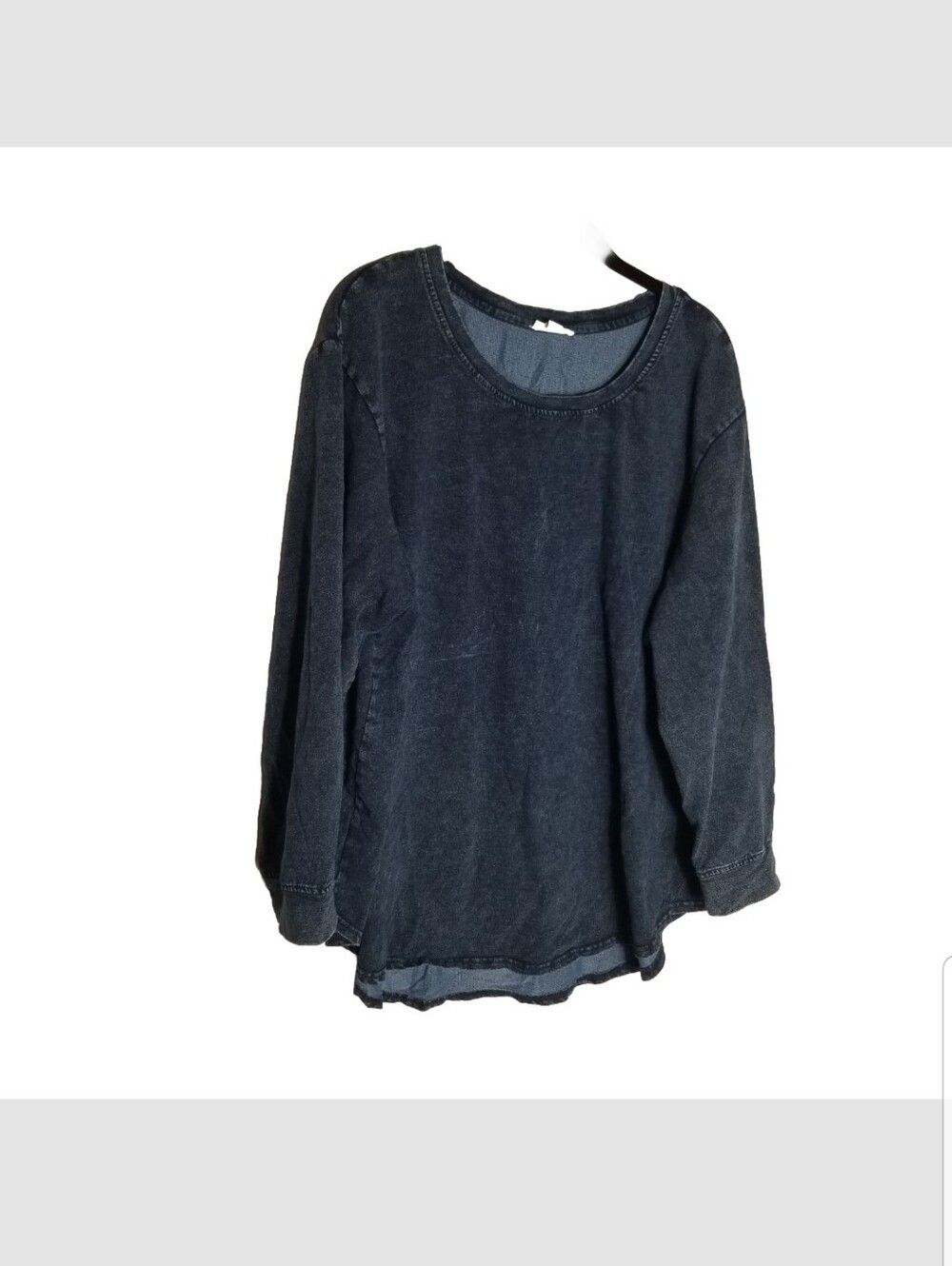 Jane And Delancey Top Women's Size 2X Dark Blue Shirt Long Sleeve Cotton Blend